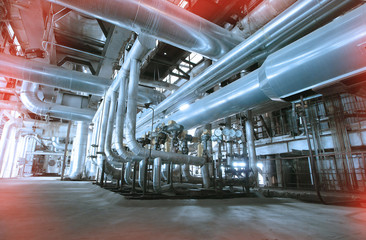 Industrial zone, Steel pipelines, valves and pumps