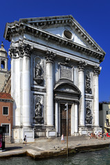 Venice historic city center, Veneto rigion, Italy - St. Mary of the Rosary church  by the Fondamenta Zattere Ai Gesuati
