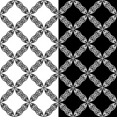 Naklejka premium Black and white floral seamless patterns. Set of backgrounds