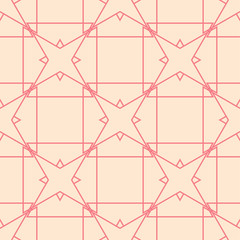 Pink and beige geometric ornament. Seamless pattern