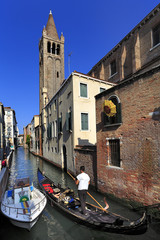Venice historic city center, Veneto rigion, Italy - St. Barnaba church by the St. Barnaba square...