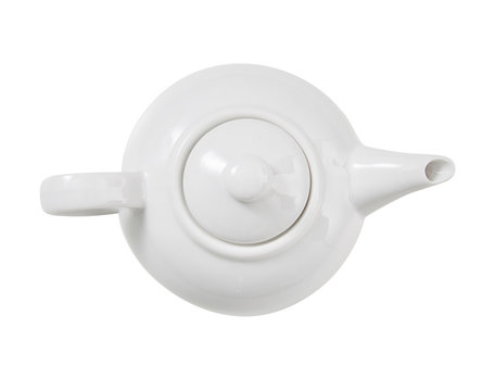 Kettle. White. View from above. For making tea. Isolated. For your design.
