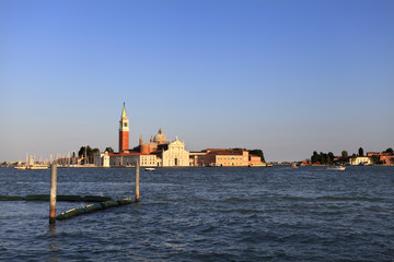 Venice historic city center, Veneto rigion, Italy - the Grand Canal and Benedictine basilica San Giorgio Maggiore on the San Giorgio island