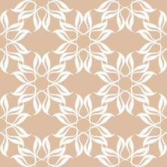 White floral seamless design on beige background