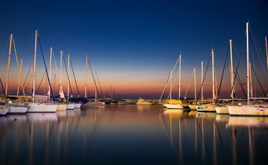 Docking boats at blue hour