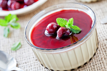 Small Pot Of Cherry Panna Cotta