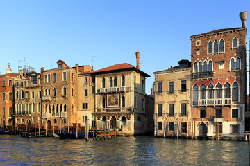 Fototapeta na wymiar Venice historic city center, Veneto rigion, Italy - view on the Palazzos buildings along the Grand Canal
