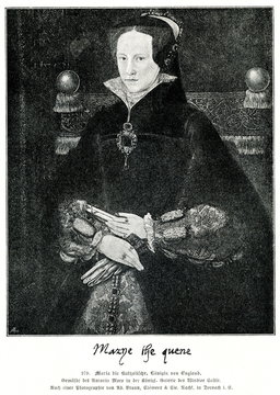 Portrait of Mary I of England by Antonio Moro, 1554 (from Spamers Illustrierte Weltgeschichte, 1894, 5[1], 594)