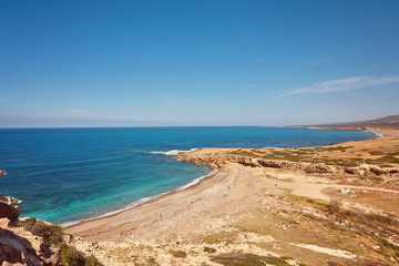 a rocky shore on akamas peninsula