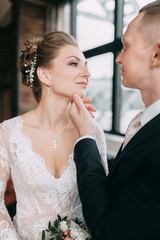 Wedding in the European style in the studio and on the street.Loft style