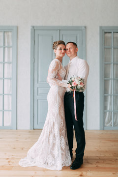 Wedding in the European style in the studio and on the street.Loft style