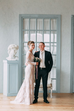 Wedding in the European style in the studio and on the street.Loft style