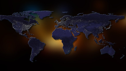 Fototapeta na wymiar 3D rendering of planet Earth. You can see continents, cities, the borders of the seas and oceans. Elements of this image furnished by NASA