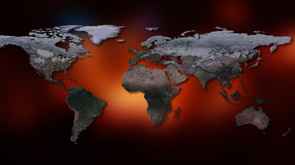 Fototapeta na wymiar 3D rendering of planet Earth. You can see continents, cities, the borders of the seas and oceans. Elements of this image furnished by NASA