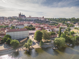 Fototapeta na wymiar Areal shot of Prague old town