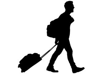 Traveler with suitcase and backpack © Jonathan Stutz