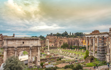 Naklejka na ściany i meble the Roman Forum ruins archaeological museum Rome Italy capitol City