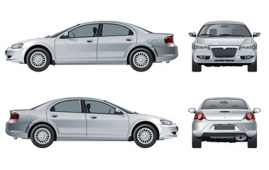 Vector car mockup isolated on white