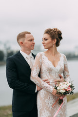 Wedding in the European style in the studio and on the street.Loft style