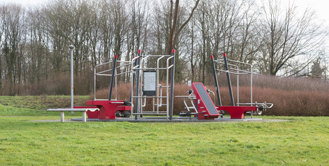 Obraz na płótnie Canvas Sports equipment in a public park