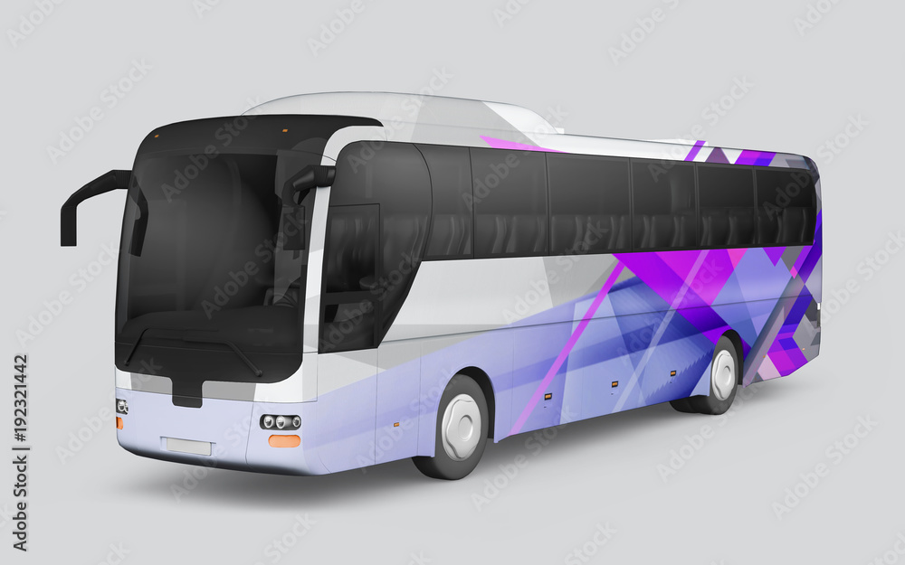 Wall mural 3d render of a bus on a white background