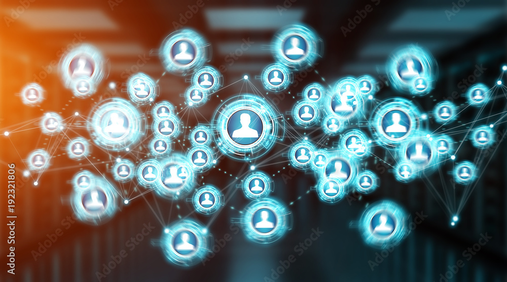 Poster Social media digital interface background 3D rendering