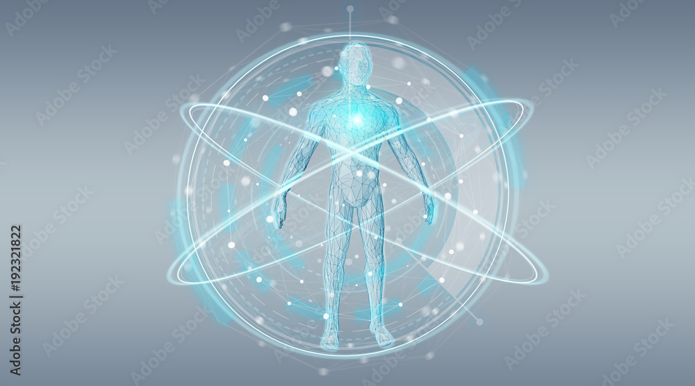 Fototapete digital x-ray human body scan background interface 3d rendering