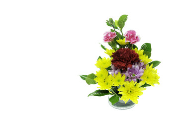 Flowers in a vase on isolated background.