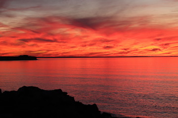 Coucher de soleil sur la Baie de l'Aiguillon et la cote vendéenne