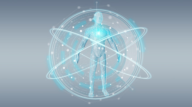 Digital x-ray human body scan background interface 3D rendering