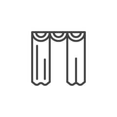 Curtain outline icon. linear style sign for mobile concept and web design. Theater simple line vector icon. Symbol, logo illustration. Pixel perfect vector graphics