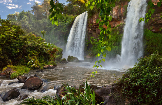 The Amazing Iguazu Falls, Summer Landscape With Scenic Waterfalls