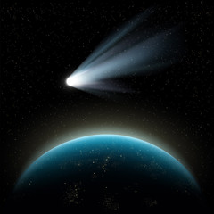 Planet earth and comet