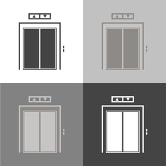 Elevator with button vector icon . Vector icon on white-grey-black color