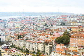 Fototapeta na wymiar panoramic historic architectural Lisbon, Portugal
