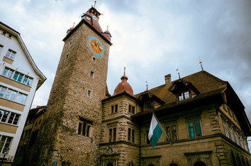 Clock tower in Luzern, Switzerland