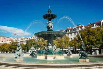 Fototapeta na wymiar Rossio Square in Lisbon, Portugal, Europe