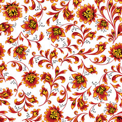 Floral seamless pattern. Flower background. Ornamental russian ethnic style