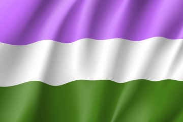 Genderqueer pride waving flag movement lgbt, realistic icon. Symbol of sexual minorities, gays and lesbians. Vector illustration of a colorful element