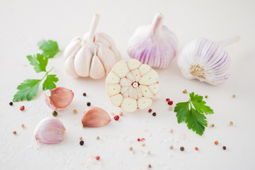 Obraz na płótnie Canvas Garlic Cloves and Garlic Bulb