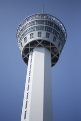 Obraz premium Thailand Samut Prakan: Observation Tower & Knowledge Park, flower & brick, street snap local town