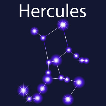 Illustration constellation  Hercules  with stars  in the night sky