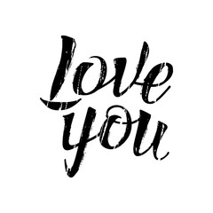 Letters calligraphy, love you, hand drawing