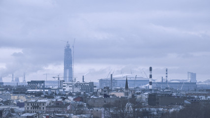 Obraz premium Downtown of St. Petersburg against the backdrop of a skyscraper, Russia.