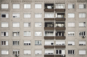 Typical old panel apartment with a lot of windows from Budapest, Hungary, as a texture or for...