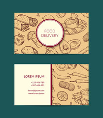 Vector business card template for restaurant, shop or cafe