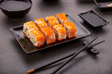 Japanese sushi and rolls cuisine