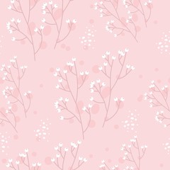Seamless pattern with hand drawn flowers. 8 March. Vector illustration.