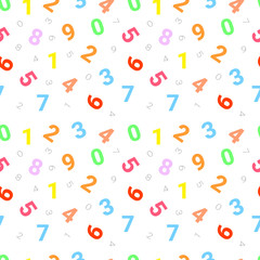 Seamless pattern with numbers from zero to nine  on a white background. Vector repeating texture.