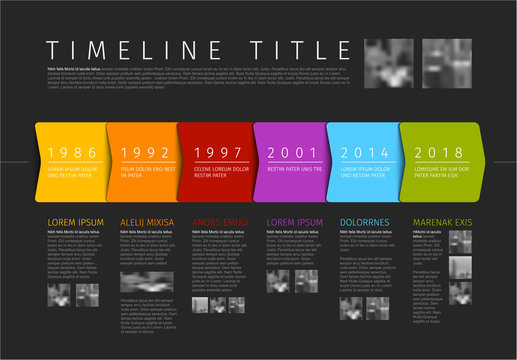 Vector colorful Infographic timeline report template with additional texts and photos